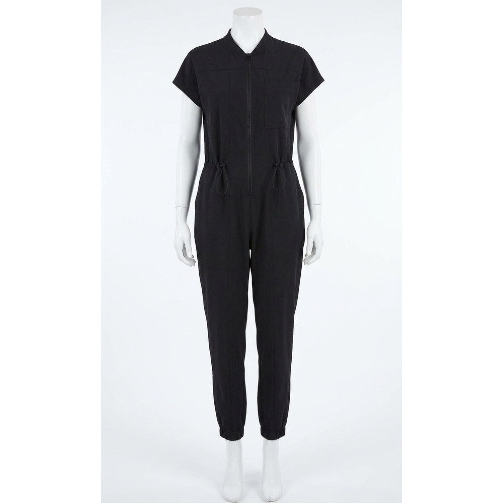 NEW UMGEE utility drawstring waist jumpsuit in black